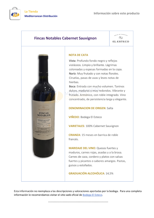 Fincas Notables Cabernet Sauvignon