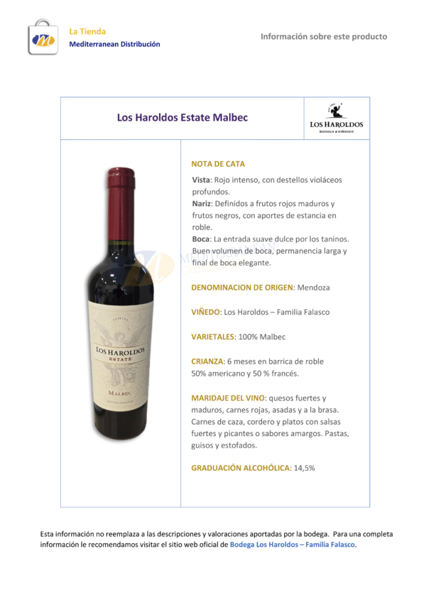 Los Haroldos Estate Malbec - Imagen 2