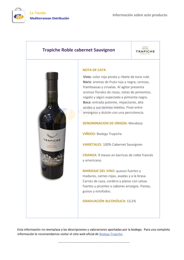 Trapiche Roble cabernet Sauvignon
