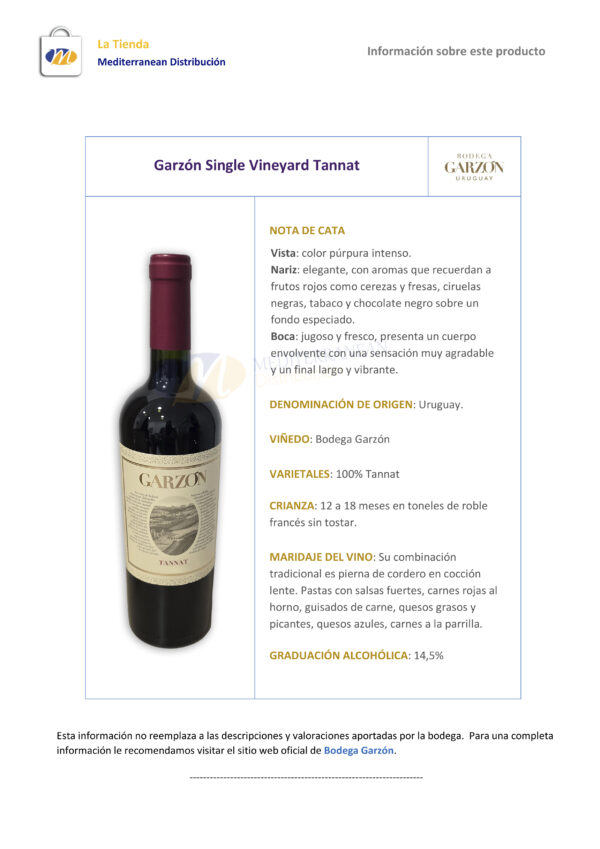 Garzon Single Vineyard Tannat