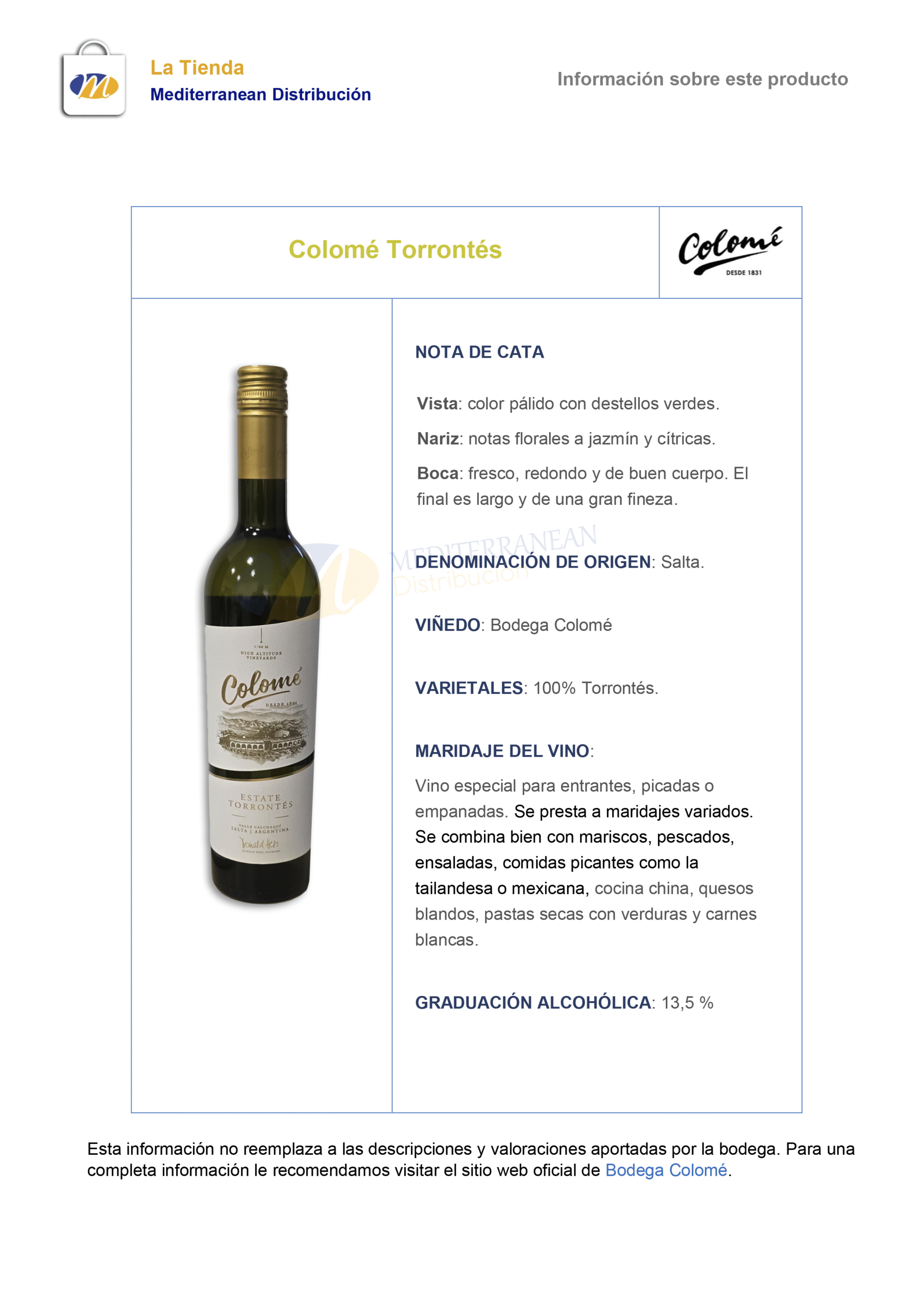 Colomé Torrontés 2 Colomé Torrontés