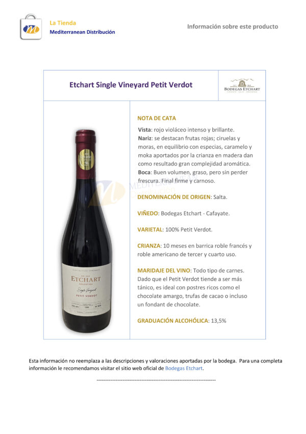 Etchart Single Vineyard Petit Verdot