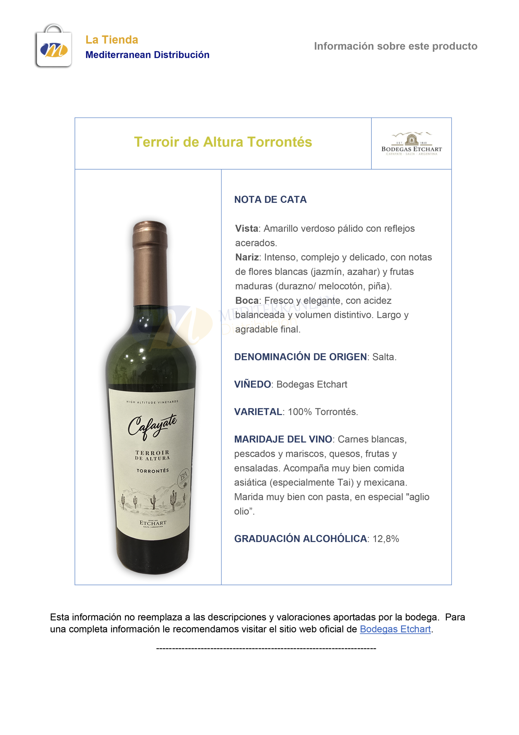 Terroir de Altura Torrontés - Imagen 2