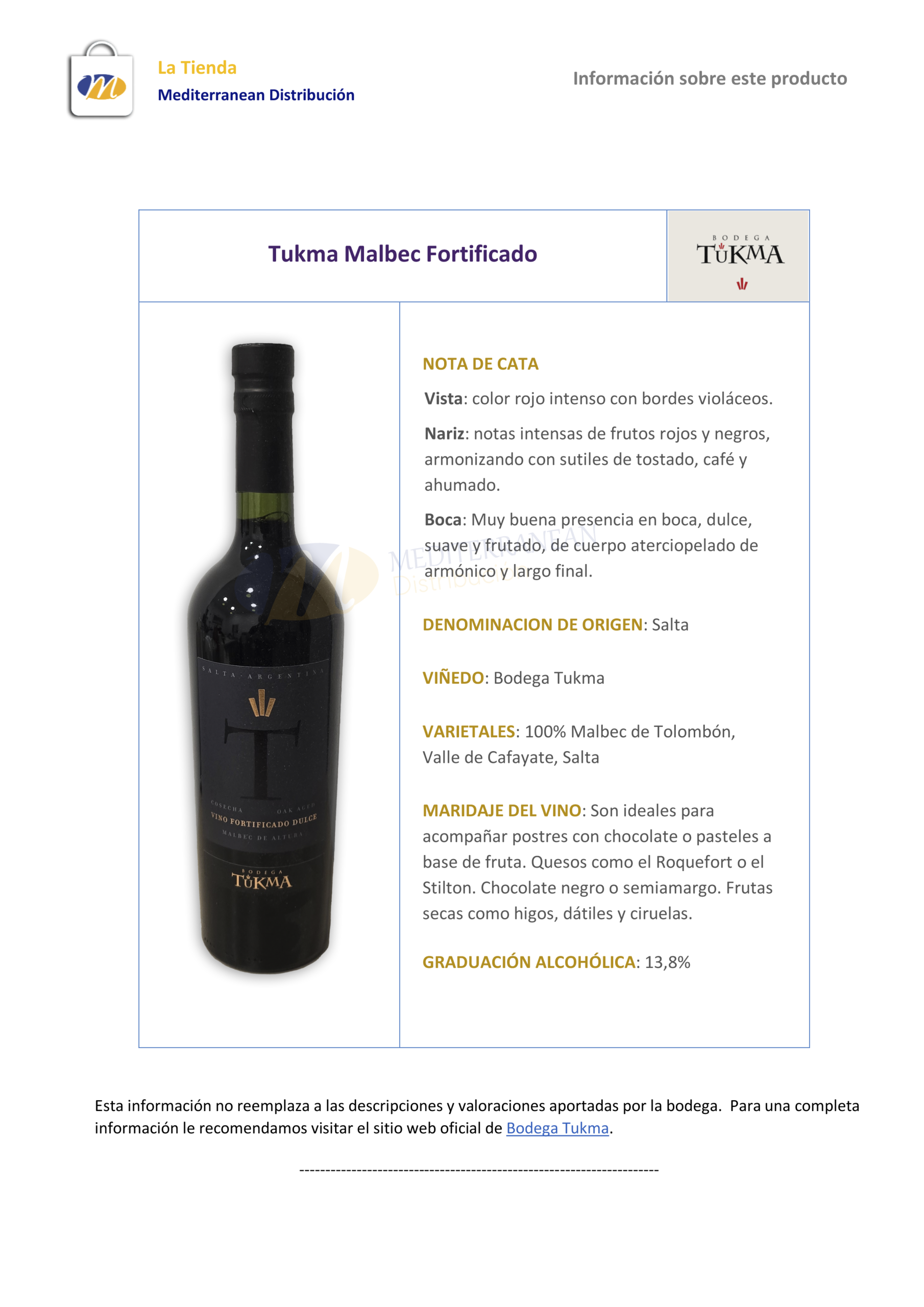Tukma Malbec Fortificado