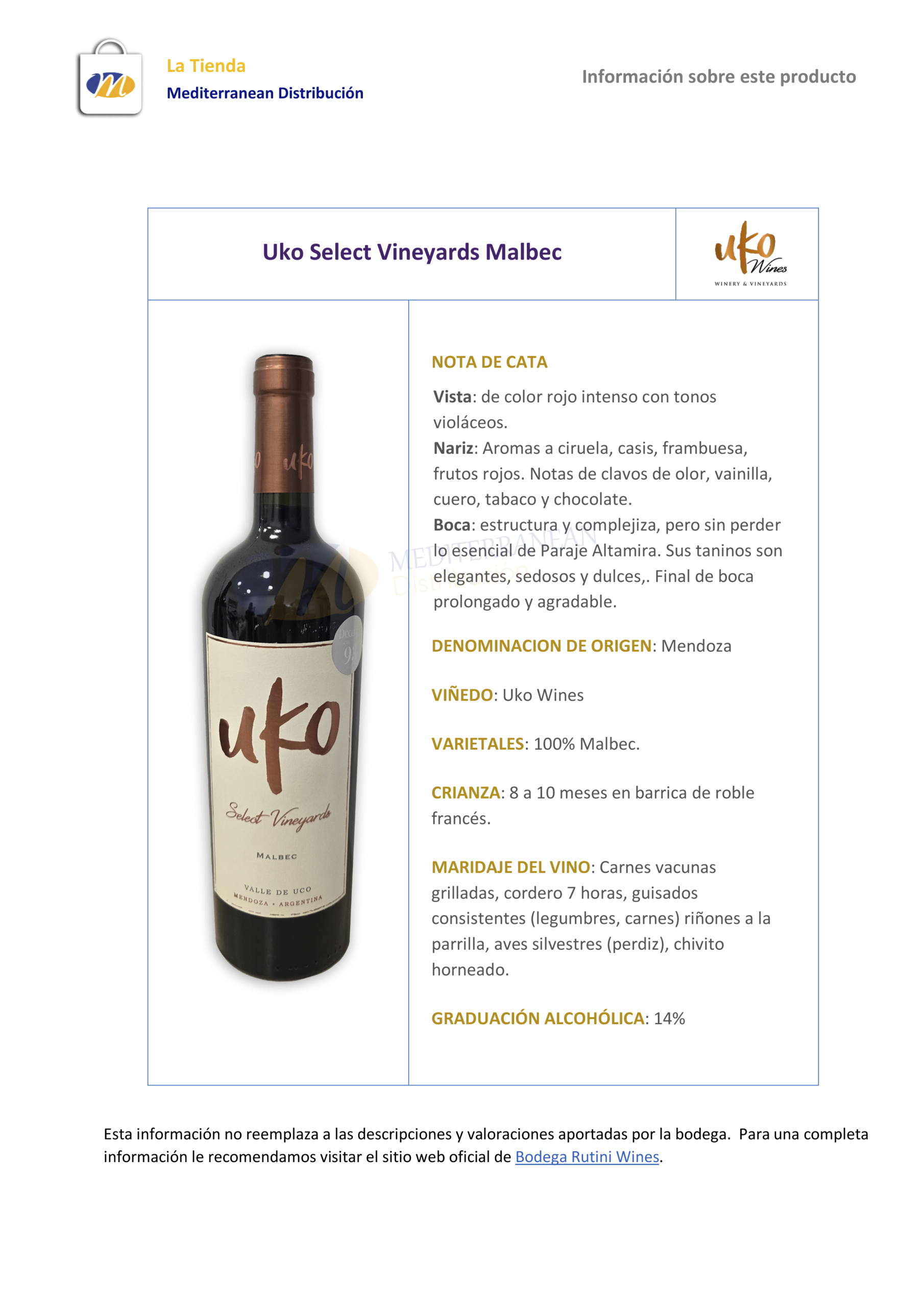 Uko Select Vineyards Malbec