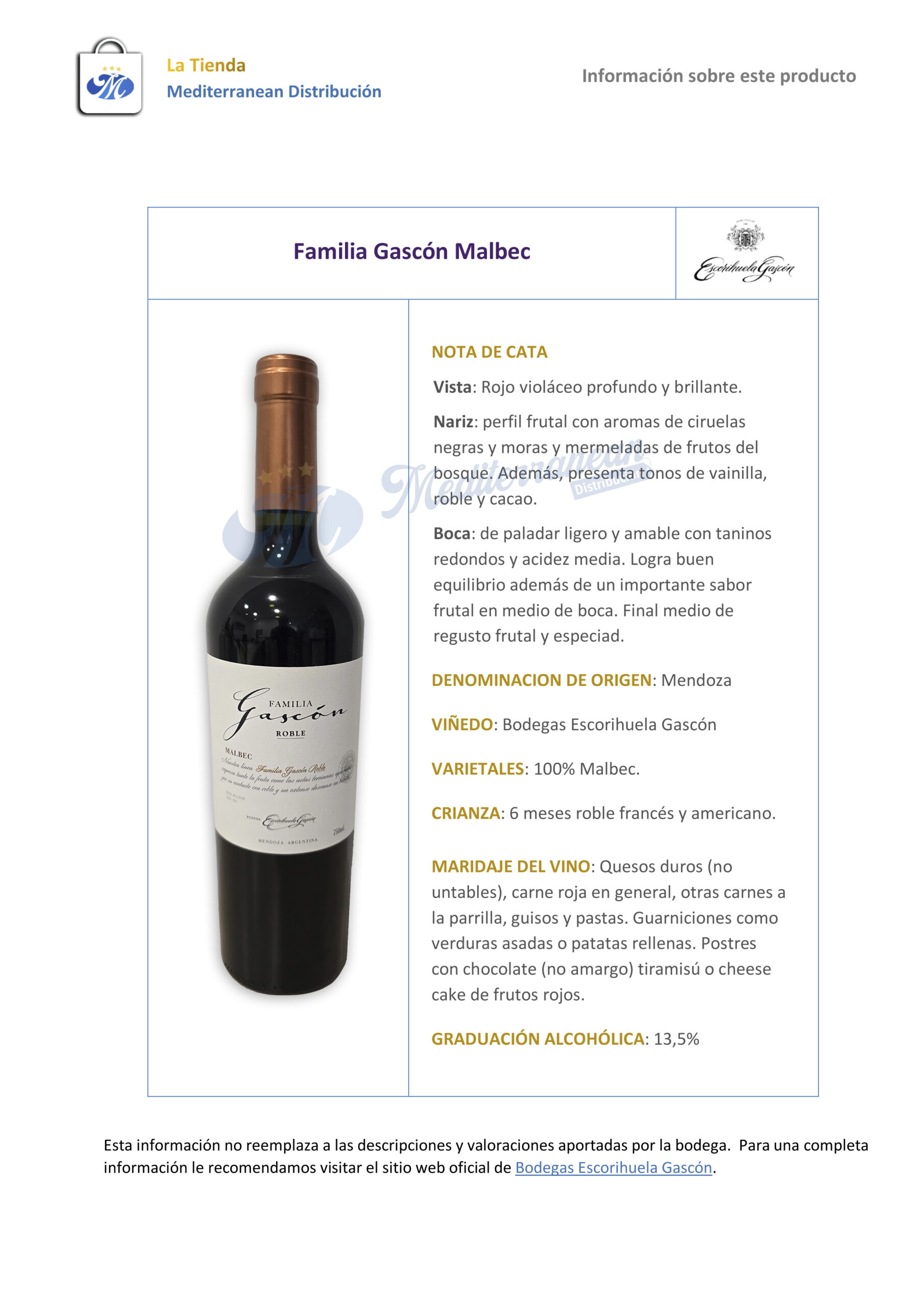 Familia Gascón Malbec